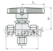 Socket type 3-way ball valve diagram