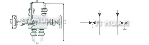 QF-05 instrument balance valve diagram and connecting dimensions