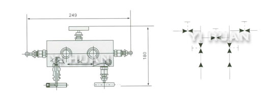 WF-3 5-Valve manifolds diagram and connecting dimensions