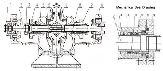 Split case pumps sectional view