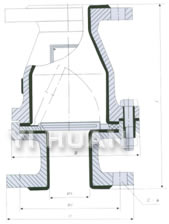 H44J/FS-6/10旋啟式襯氟止回閥、襯氟止回閥結(jié)構(gòu)圖