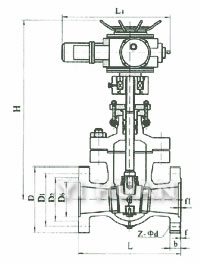 電站用法蘭楔式閘閥 結(jié)構(gòu)圖