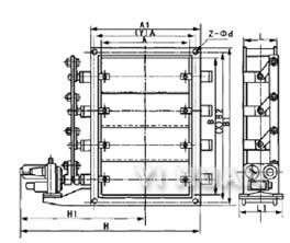 電動(dòng)矩形百葉式蝶閥結(jié)構(gòu)圖