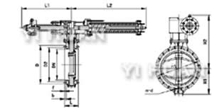 KD7T42/3P型彈簧式（緊急切斷）快關(guān)蝶閥結(jié)構(gòu)圖