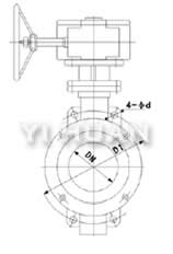 D373H渦輪傳動對夾式硬密封蝶閥結(jié)構(gòu)圖1