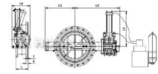 KD7x42/3P型蓄能器式（緊急切斷）快關(guān)蝶閥結(jié)構(gòu)圖