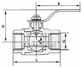 Q11F-25T銅內(nèi)螺紋球閥 結(jié)構(gòu)圖