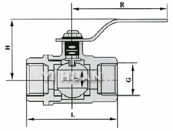  Q11F-40T銅內(nèi)螺紋球閥 結(jié)構(gòu)圖