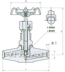 J61Y/W高溫高壓對焊針型閥結(jié)構(gòu)圖